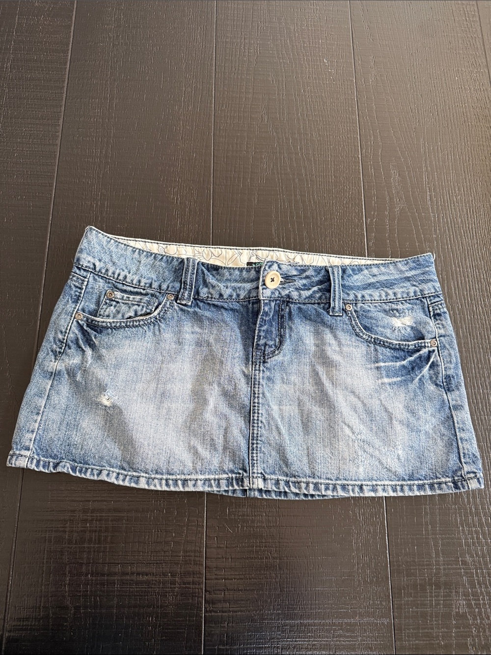 anchor blue Light Blue Distressed Denim Mini Skirt